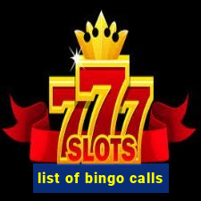 list of bingo calls