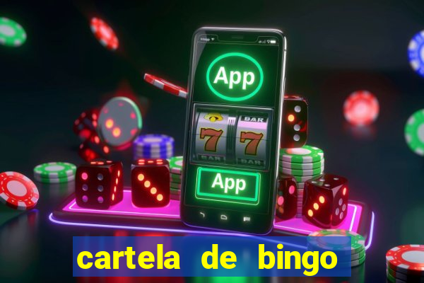 cartela de bingo com letras